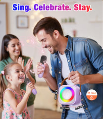 Pxzvd mini karaoke machine supports TF cards and USB drives.