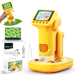 PYRODUM 1600x kid microscope with a 2-inch screen for true-color viewing.