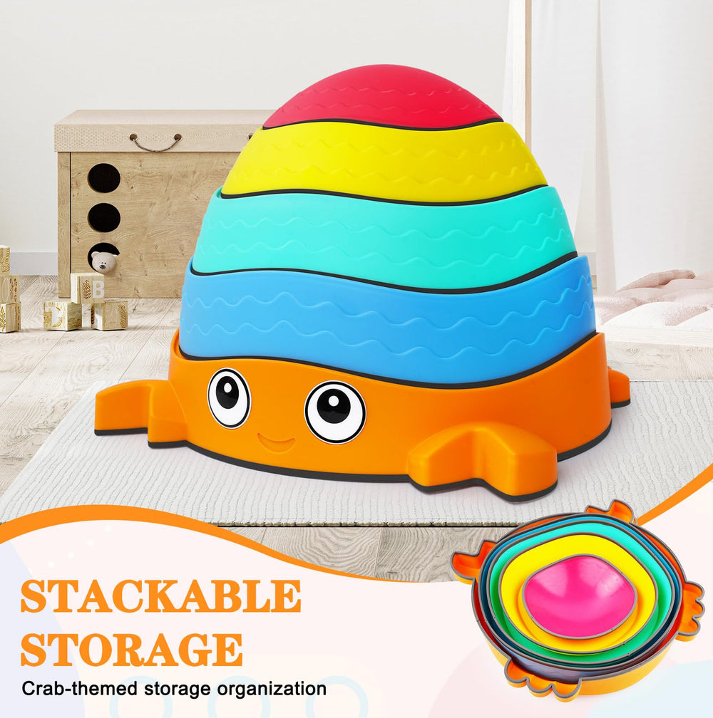 QANIY Crabs Balance Stones feature slip-resistant textures for secure indoor or outdoor play.