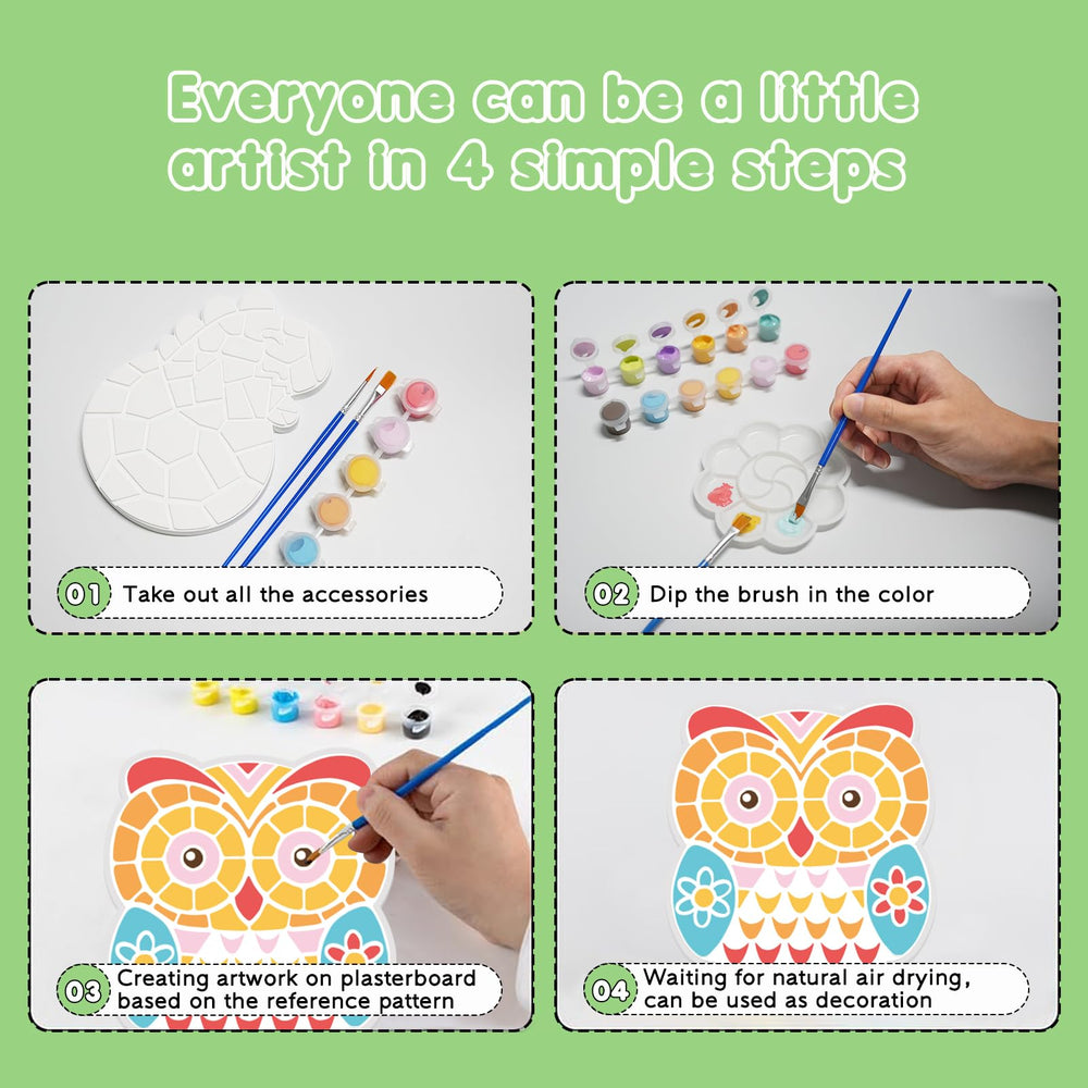 QANIY stepping stones kit owl pattern for whimsical walkways kid friendly painting activity.