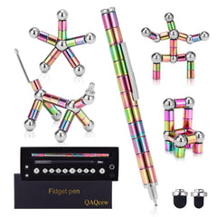 QAQcew Fidget Pen in hand shows portable, tactile focus.