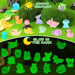 QAUYETM luminous mini resin owls glow softly on shelves.