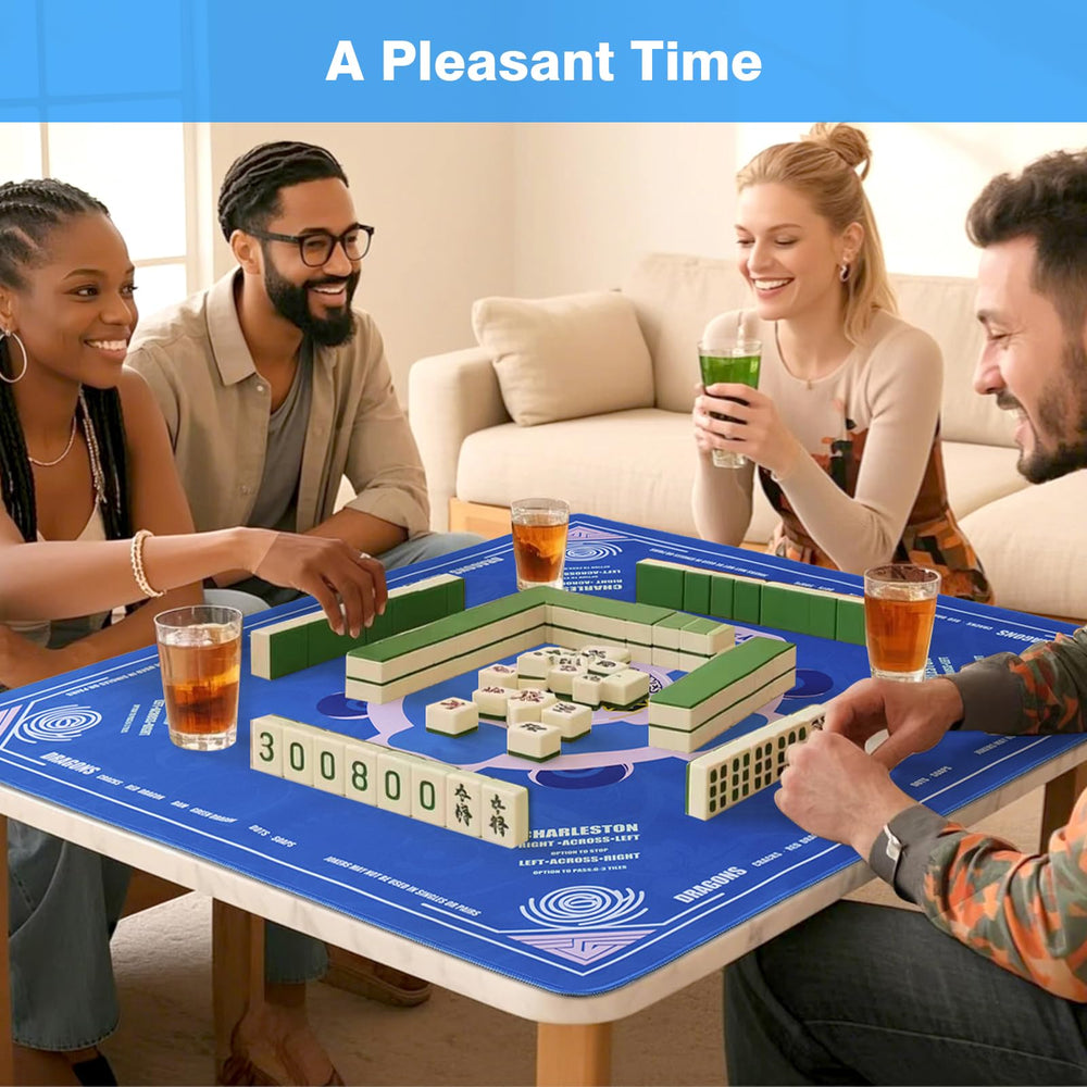 QAZWQAZ Mahjong Mat with non-slip backing keeps tiles secure during play.