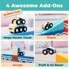 QBI Play Starter downhill track demonstrates thrilling gravity racing and smooth car slides