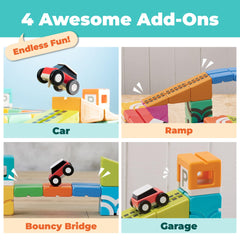 Ramps and loops enable hands-on exploration of balance and engineering ideas.