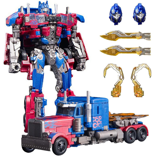 QCCX car robot toy in robot mode with smooth joints for easy play.
