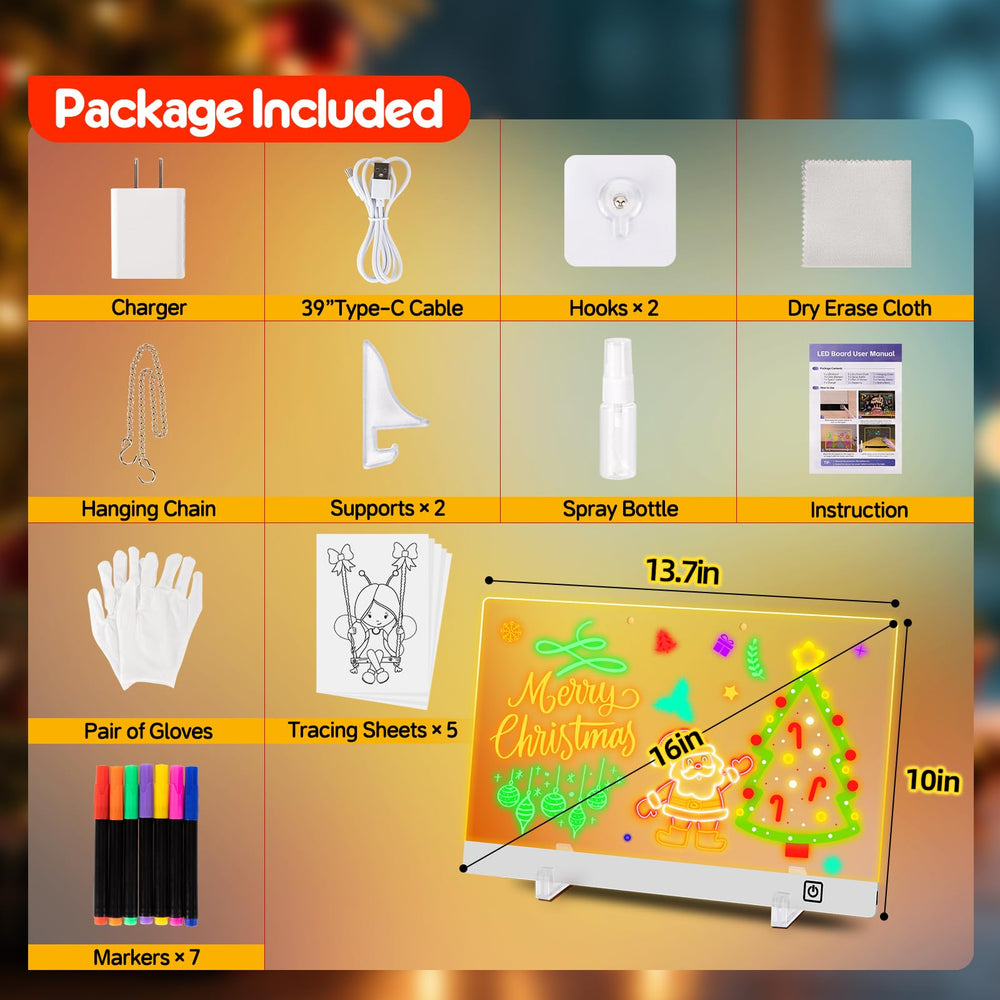 QCQHDU LED drawing board shown with USB-C charger for portable creativity