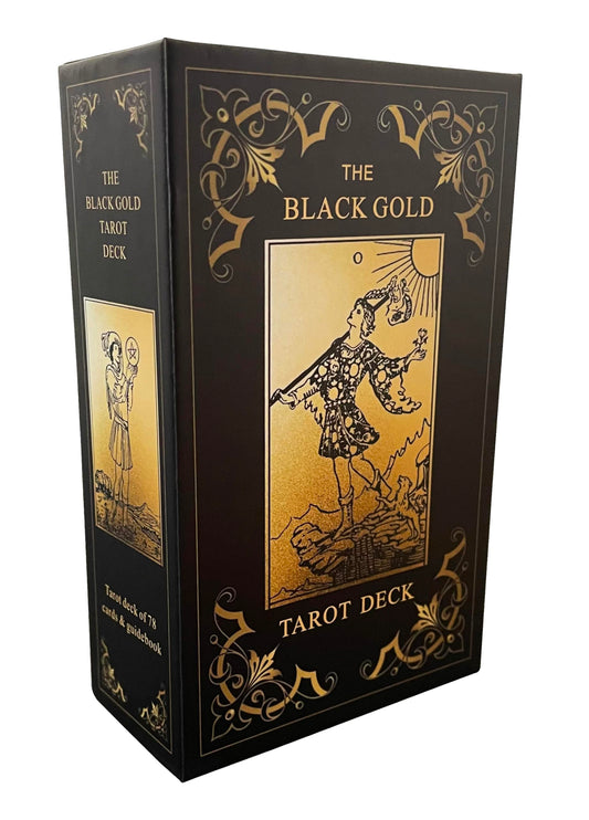 Qcsdckot Black Gold Tarot Deck for beginner-friendly study.
