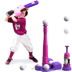 QDRAGON 2-in-1 T-Ball pitching-machine in action for kids.