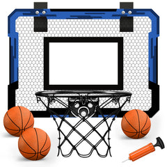 QDRAGON mini basketball hoop over-the-door blue ready for quick play