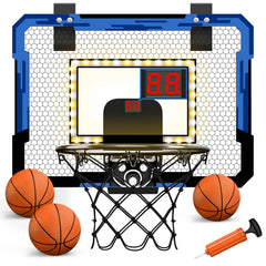 QDRAGON mini basketball hoop with LED scoreboard for indoor play and scoring