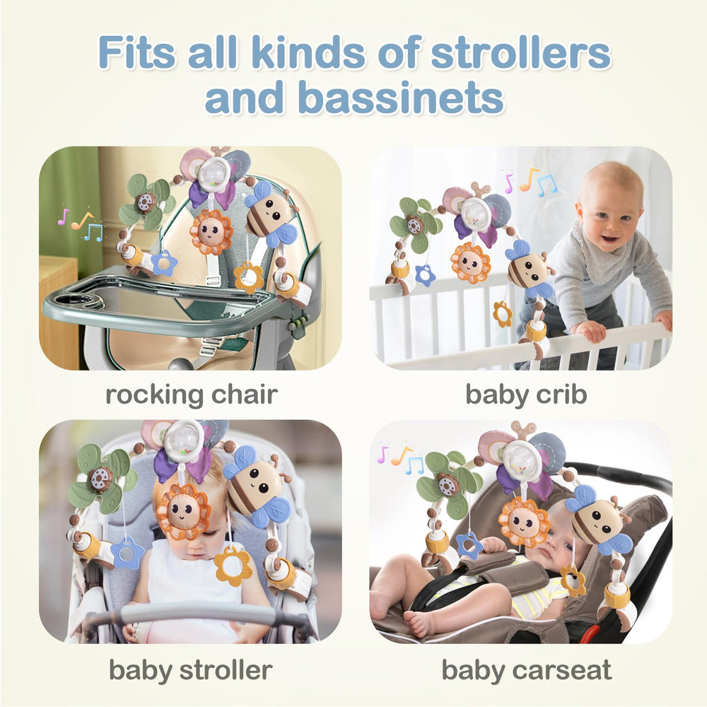 qesfir stroller arch butterfly rattle boosts visual tracking with bright colors.
