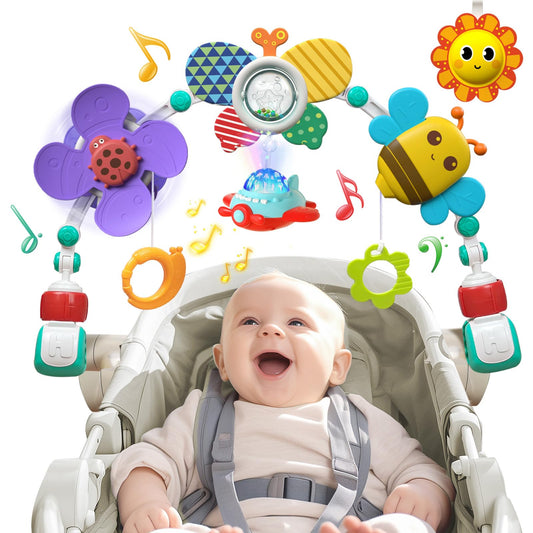 qesfir musical arch attached to stroller for on-the-go play and soothing sounds