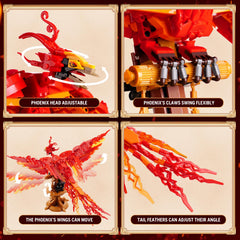 QFJ Moc Fire Phoenix feathers reveal intricate color and texture details.