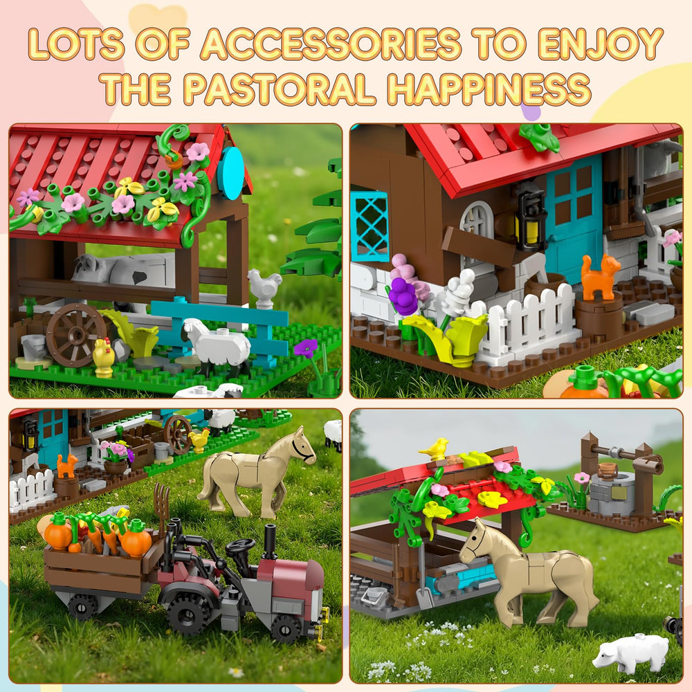 QHECTTY Farm House pigs dog cat scene sparks role-play adventures