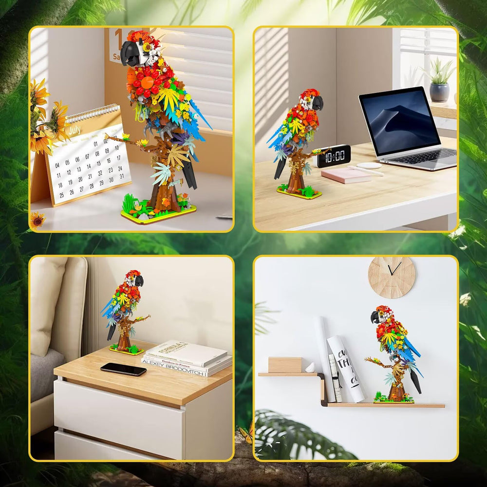 QHECTTY parrot flower building set instruction, easy assembly for kids and adults