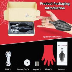 Magnet and suction cup on the QHJIU Spider Web Shooter 2.0 enable versatile mounting options.