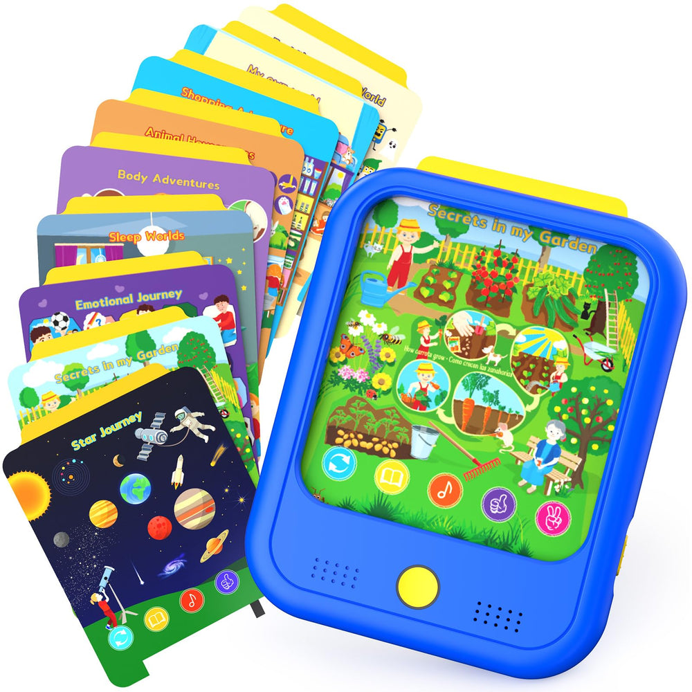 Qiaojoy Kids Learning Tablet with alphabet cards for early reading practice