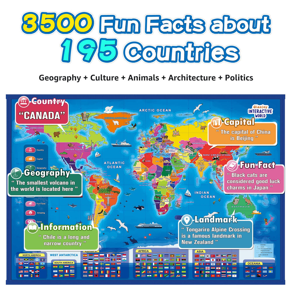 Qiaojoy USA map features ten interactions for geography practice