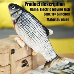 QIAONIUNIU electric moving fish toy side view highlighting compact size for easy display.