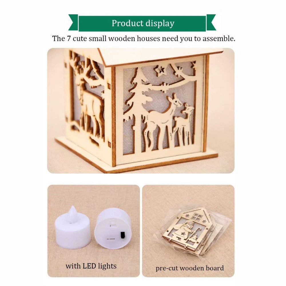 QIAONIUNIU kids assembling wooden houses for hands-on play.