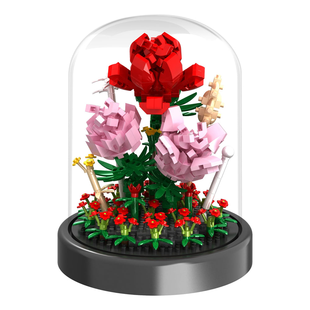 QIFUN Flower Bouquet Building Kit bricks pack for adults, a hands-on decor project.