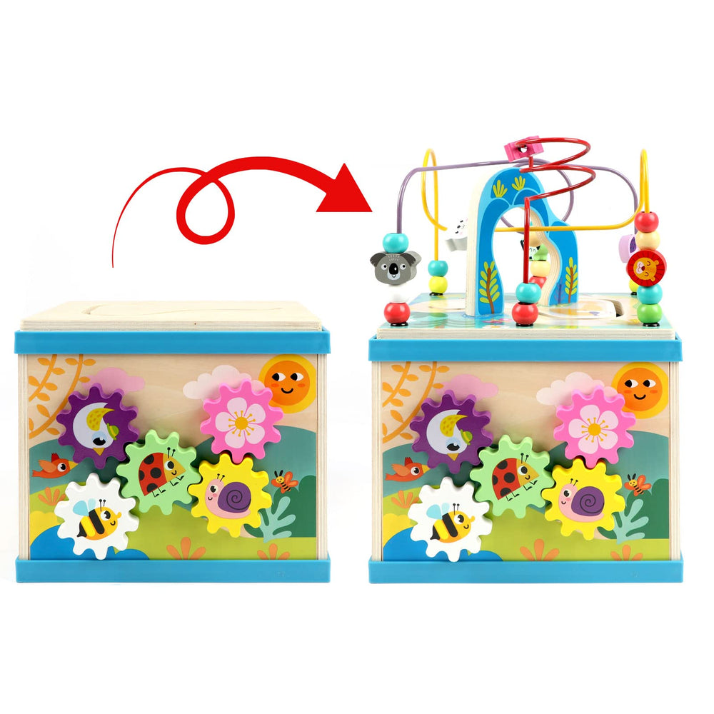 Qilay wooden activity cube learning clock introduces sequencing concepts