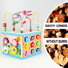 Qilay wooden activity cube shape sorter aids color and shape recognition