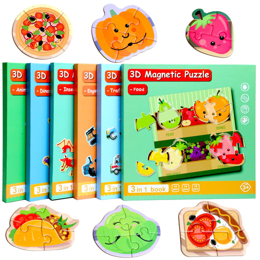 QimuMku magnetic puzzles with dinosaurs promote pattern recognition on the go.