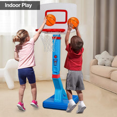 Qirptey toddler basketball hoop stand-and-base provides stable backyard play.