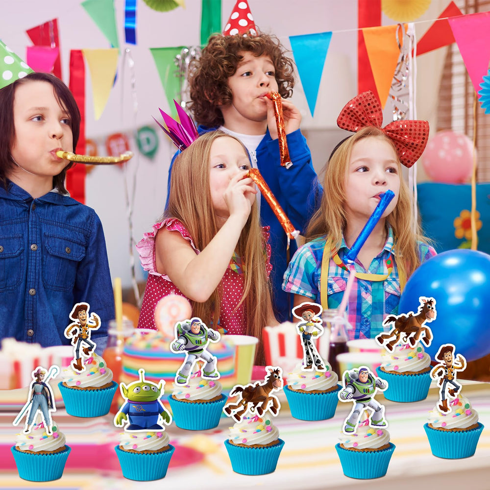 Qitindasen Toy Inspired Story cupcake toppers provide quick, mess-free dessert decoration.