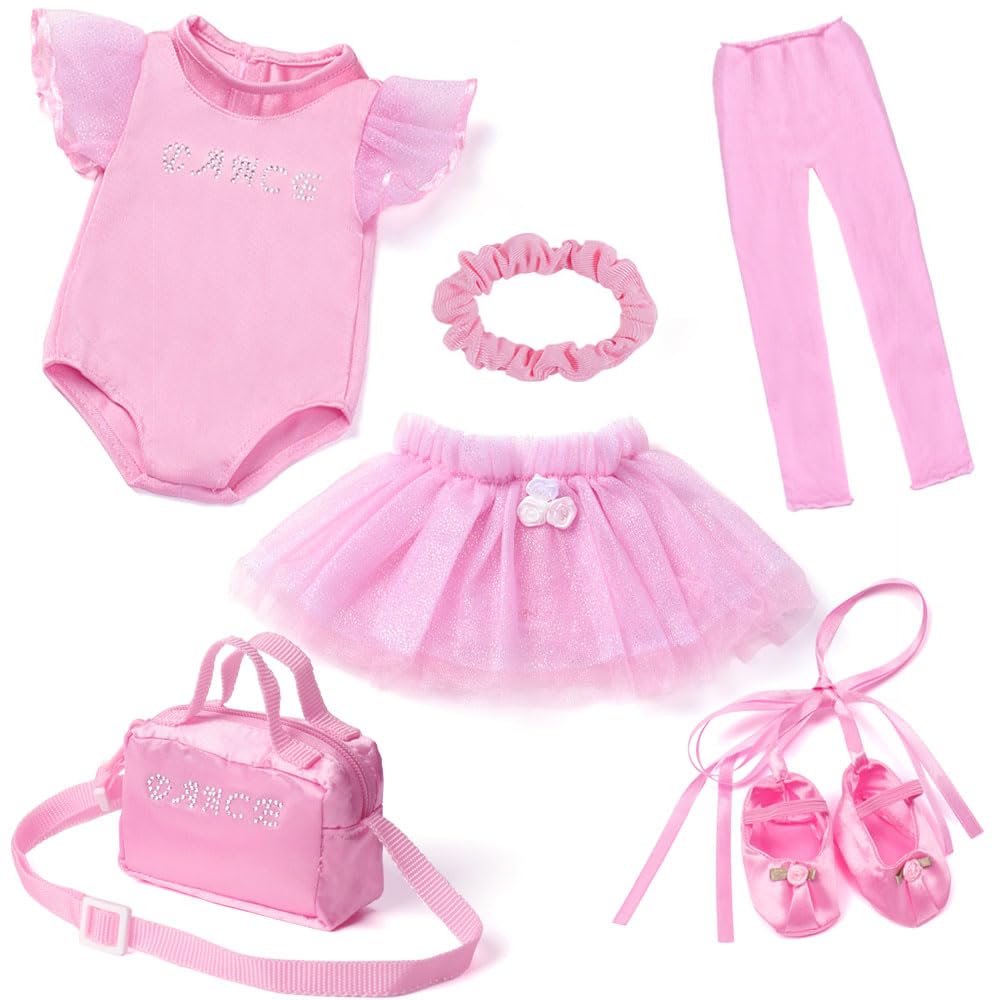 Qitzix pink leotard for 18-inch dolls, easy dress-up and playtime imagination.
