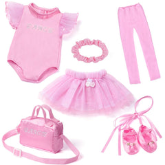 Qitzix pink leotard for 18-inch dolls, easy dress-up and playtime imagination.