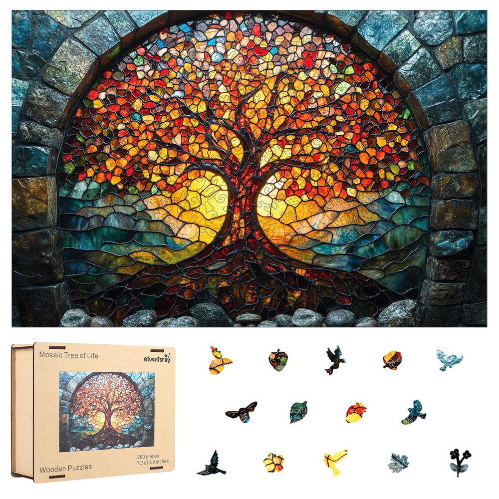 Qiuenisray wooden puzzle Tree of Life with animal shaped pieces, ideal wall art
