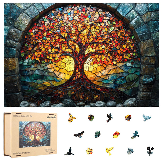 Qiuenisray wooden puzzle Tree of Life with animal shaped pieces, ideal wall art