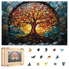 Qiuenisray wooden puzzle Tree of Life with animal shaped pieces, ideal wall art