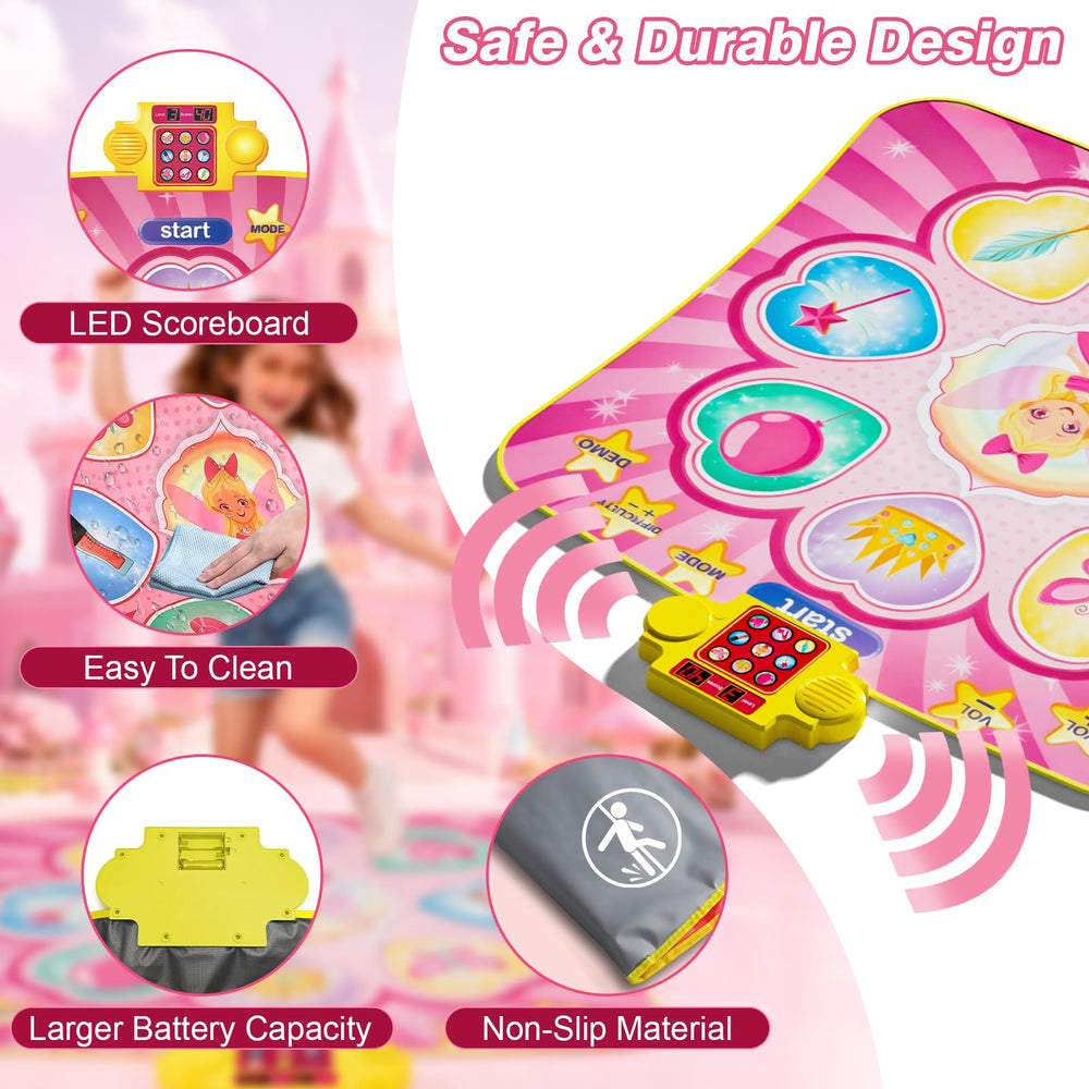 qiunhang Dance Mat LED lights guiding kids through steps