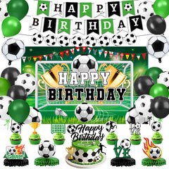 QIYANPAX soccer banner frames the party space with bold branding