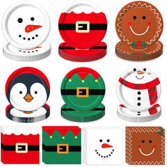 QIYANPAX Christmas dinner plates with snowman motif for festive table setup