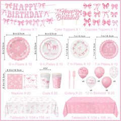 QIYANPAX pink bow 9-inch plates with sturdy, leak-resistant design for direct use with food