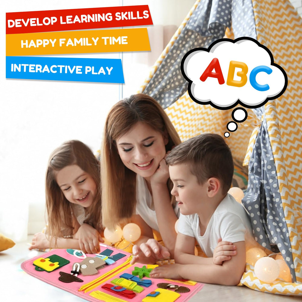 Qizfun dinosaur busy board matching puzzle reinforces early logic and color/shape recognition.