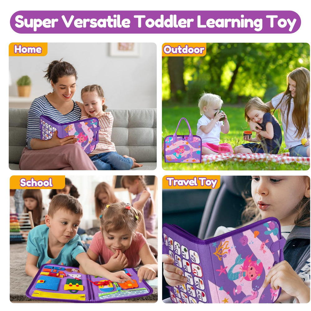Qizfun Mermaid Busy Board animal matching fosters early cognitive exploration.