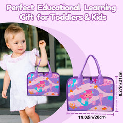 Qizfun Mermaid Busy Board travel-friendly design supports car and plane play.