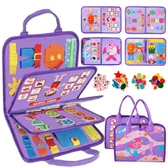 Qizfun Mermaid Busy Board zipper activity enhances fine motor skills on the go.