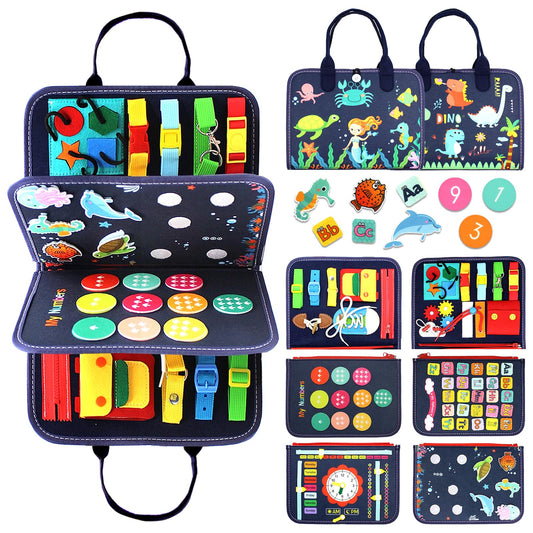 Qizfun Montessori Busy Board zipper activity boosts fine motor coordination during play.