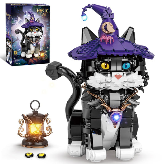 QJYAMK Ideas Magic Cat model assembly for display and home decor.