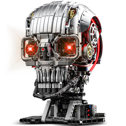 QJYAMK mechanical skull fully assembled for dramatic horror display.