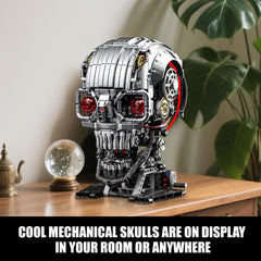 QJYAMK jaw linkage on skull activates interactive bite motion.