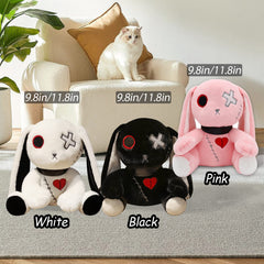 Qleewei horror bunny plush, display ready on shelf or bed