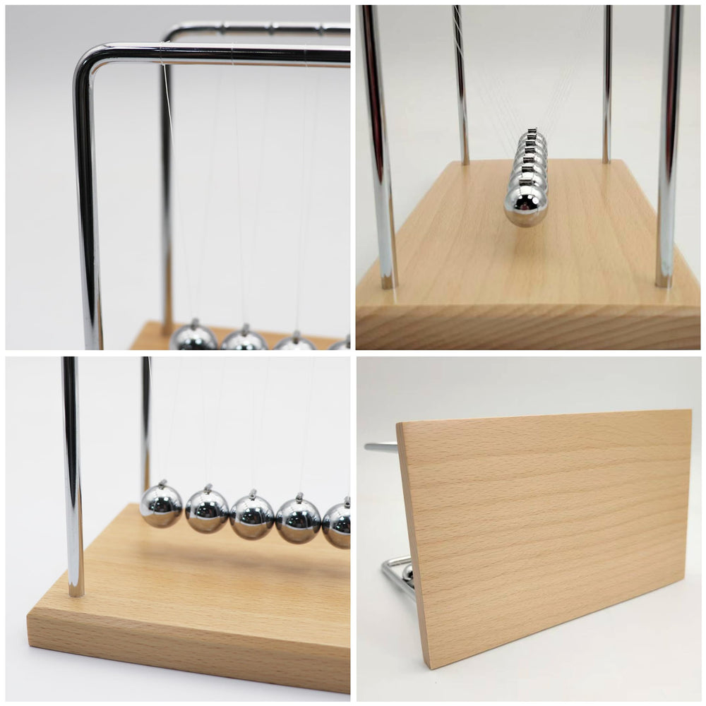 QLKUNLA Newtons Cradle in motion conveys kinetic energy transfer as a decorative focal point.